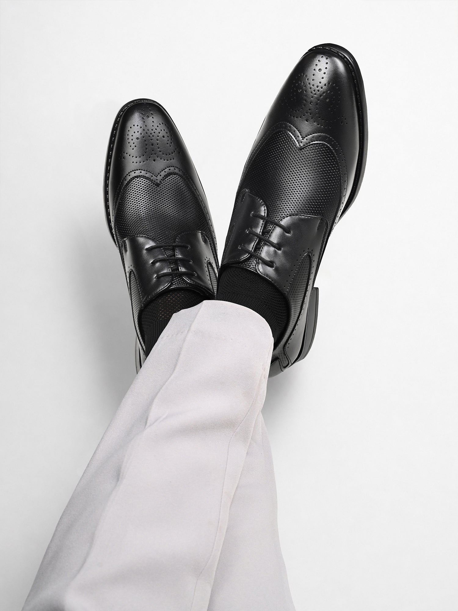 Jet Black Formal Brogue Lace-Up Shoes