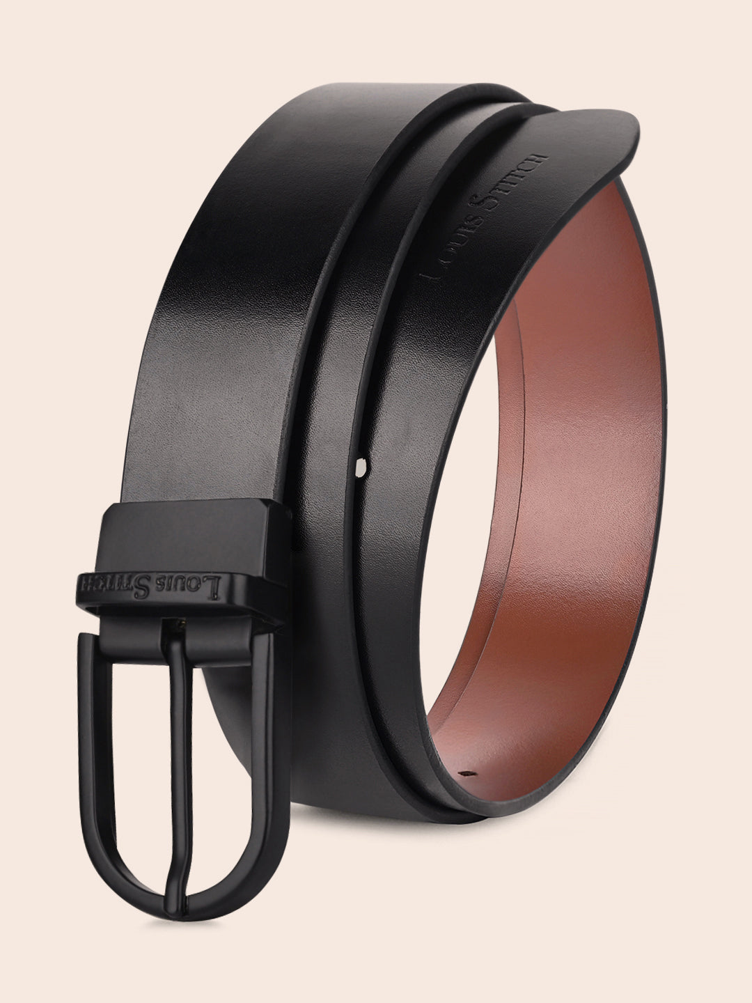 Men's Black & Brown Formal Italian Leather Reversible Belt For Men