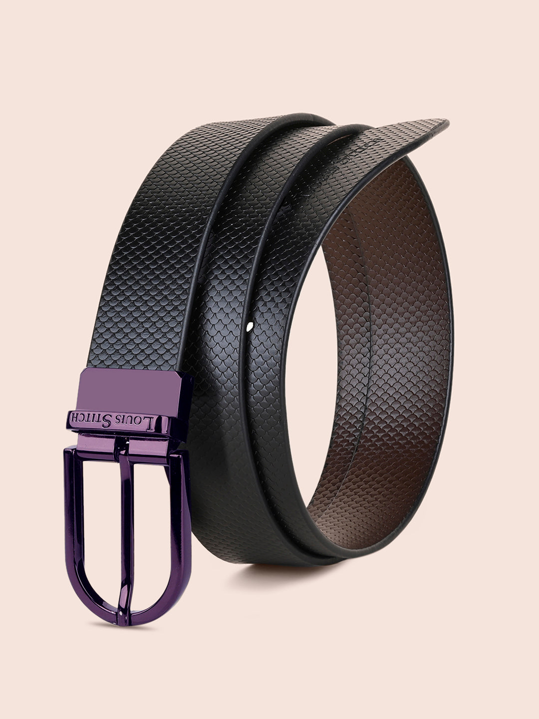 Men's Black & Brown Formal Italian Leather Reversible Belt For Men