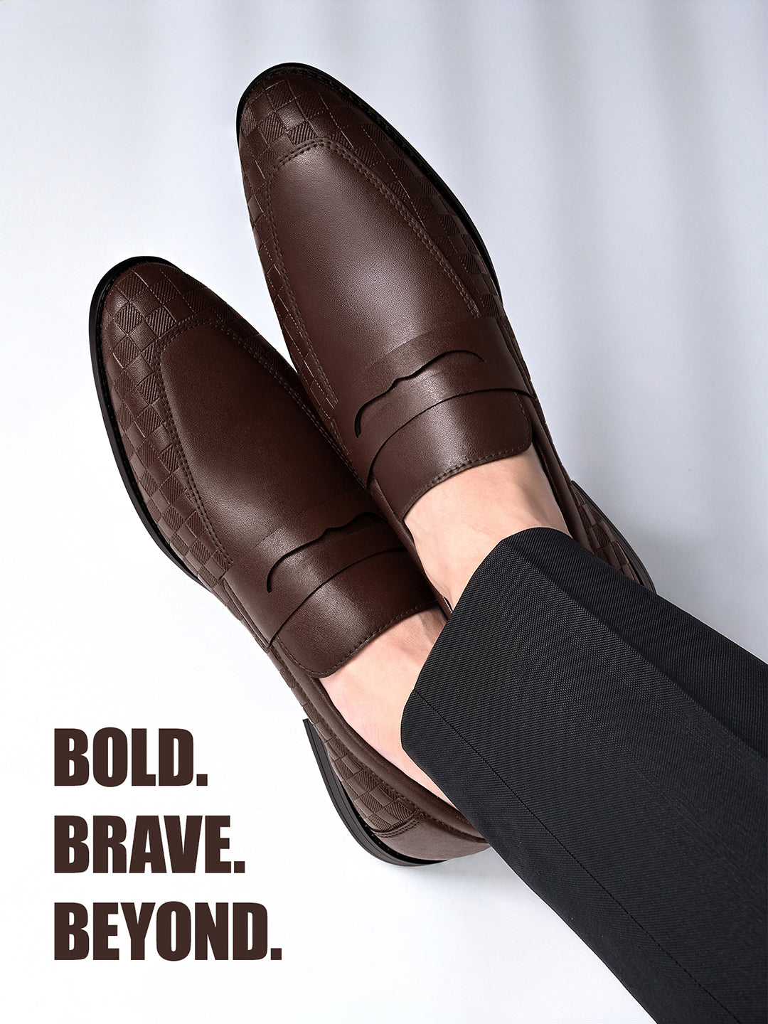 Brunette Brown Embossed Moccasin Slipon