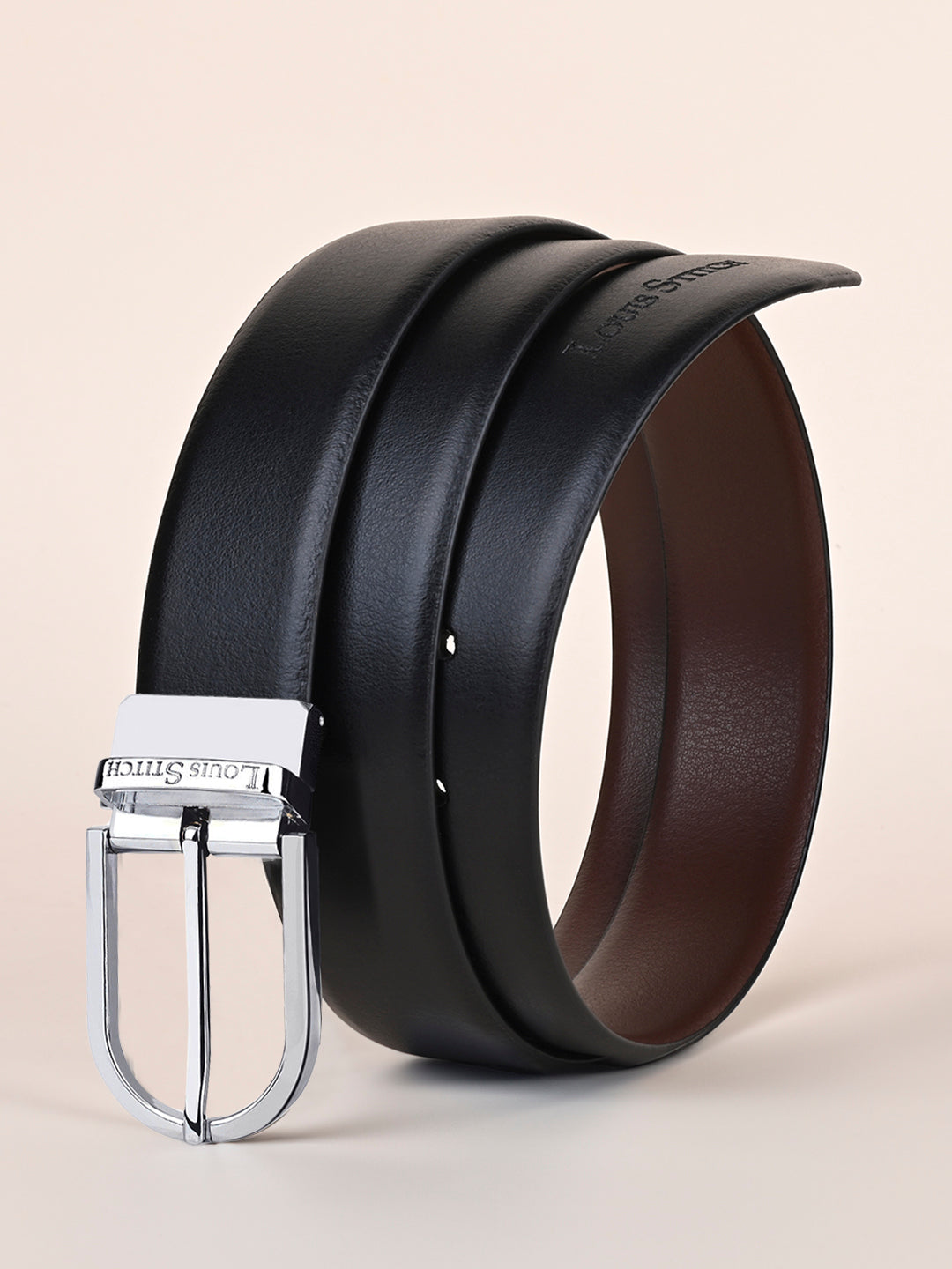 Men's Black & Brown Formal Italian Leather Reversible Belt For Men