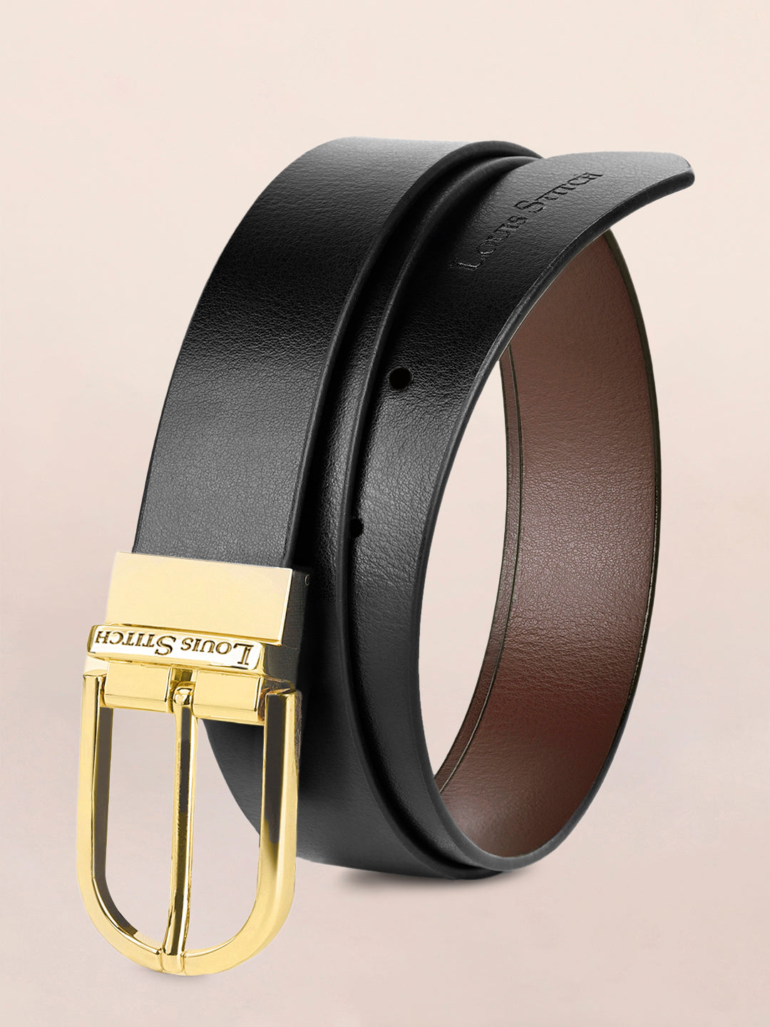 Men's Black & Brown Formal Italian Leather Reversible Belt For Men