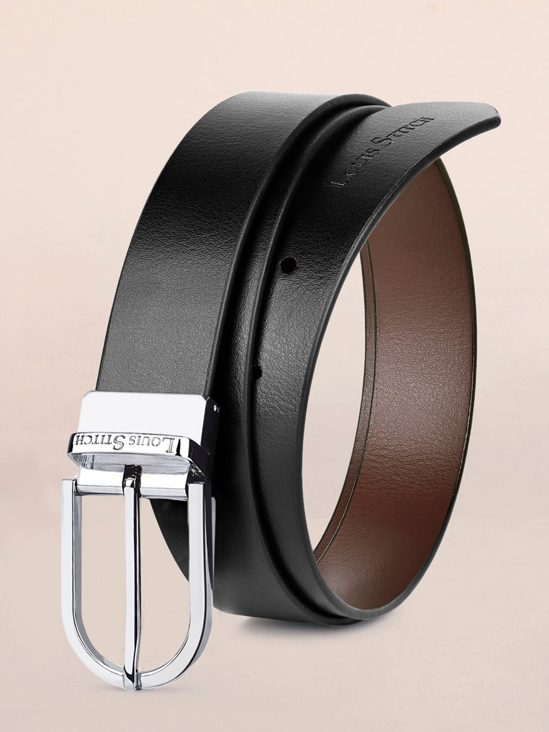 Men's Black & Brown Formal Italian Leather Reversible Belt For Men