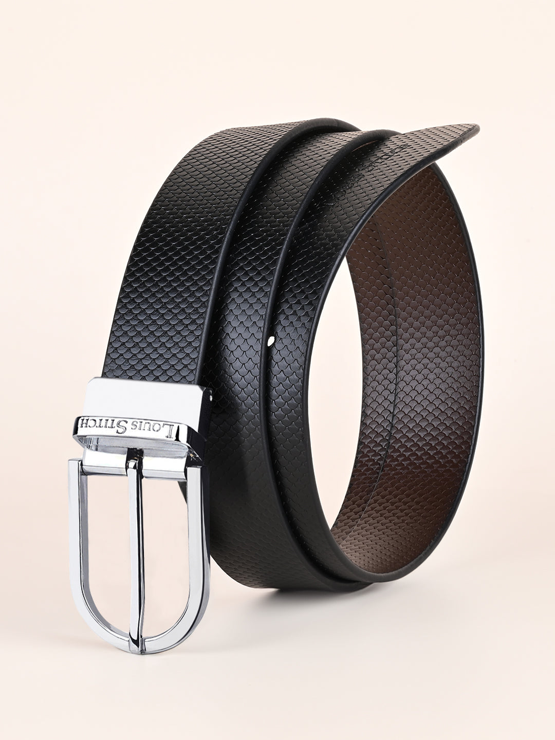 Men's Black & Brown Formal Italian Leather Reversible Belt For Men