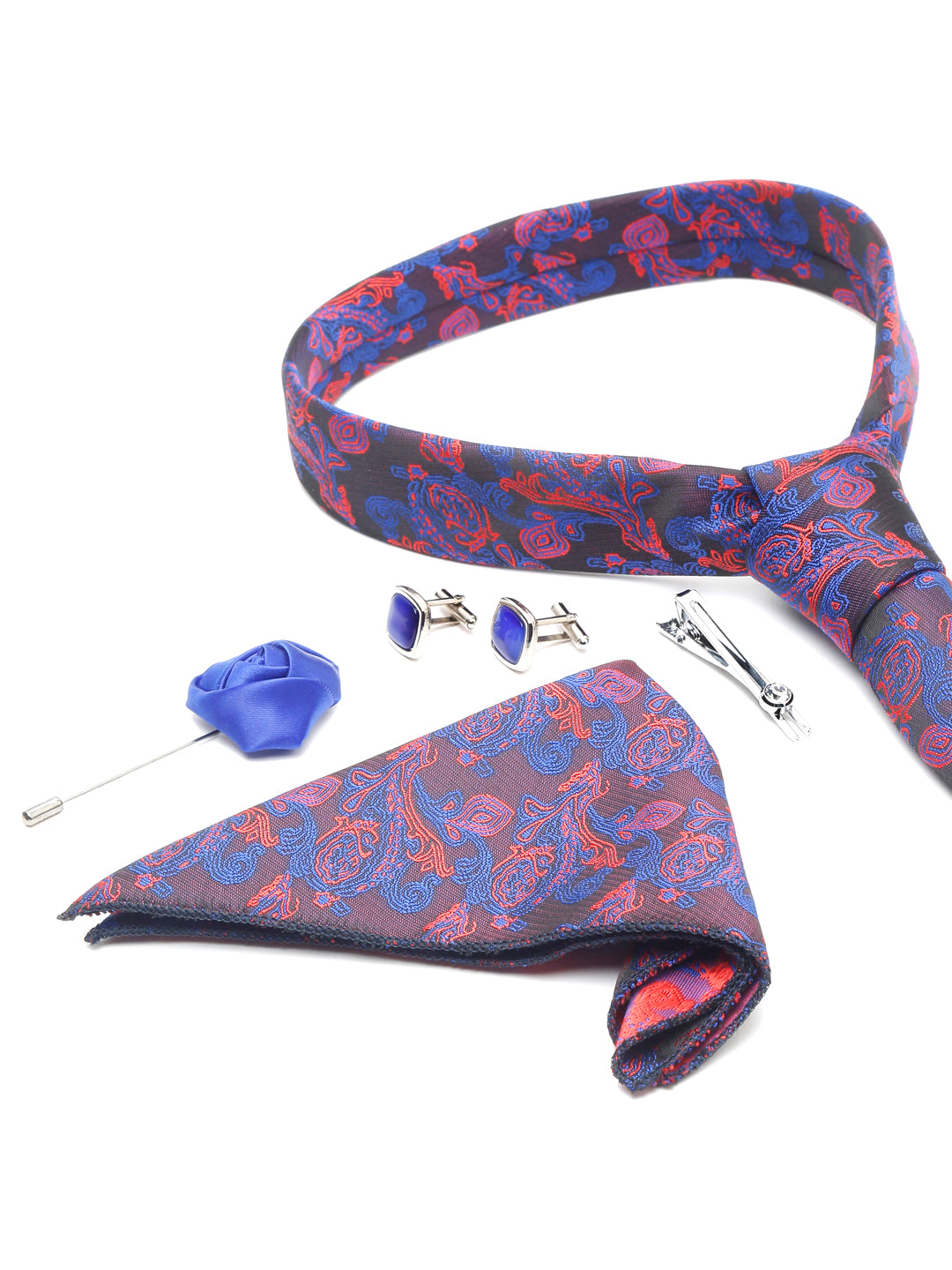 Lilac Purple Luxury Italian Silk Necktie Set With Pocket Square Cufflinks Brooch Chrome Tie pin