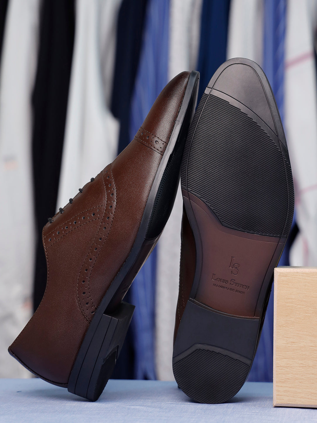 Brunette Brown Oxford Style Comfortable Formal Laceup Shoes