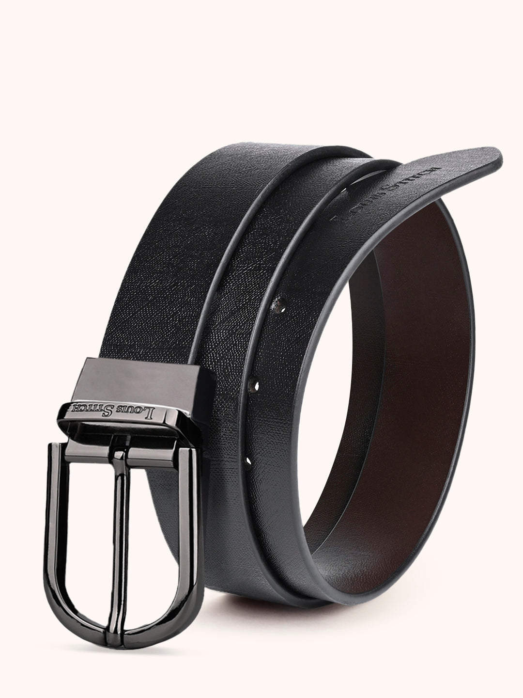 Men's Black & Brown Formal Italian Leather Reversible Belt For Men