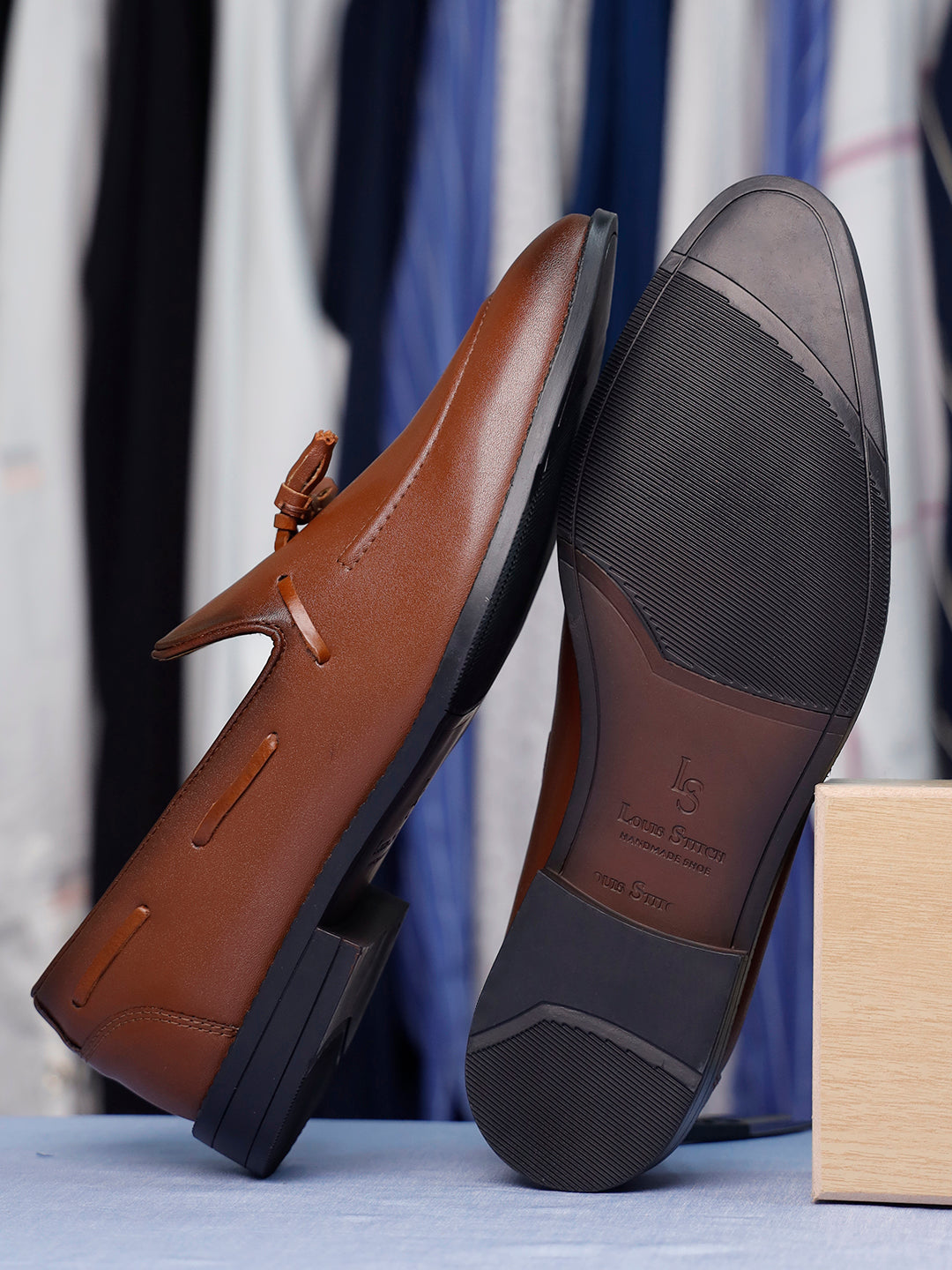 Tan Handcrafted Tassel Moccasins Slipons