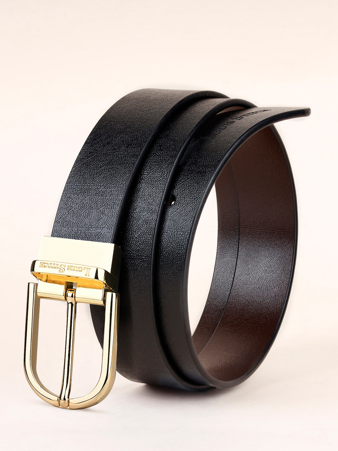 Men's Black & Brown Formal Italian Leather Reversible Belt For Men
