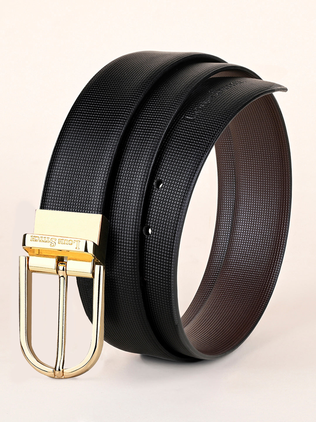 Men's Black & Brown Formal Italian Leather Reversible Belt For Men