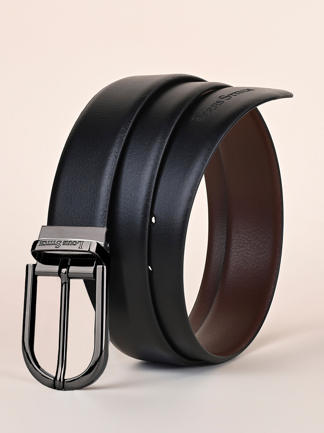 Men's Black & Brown Formal Italian Leather Reversible Belt For Men