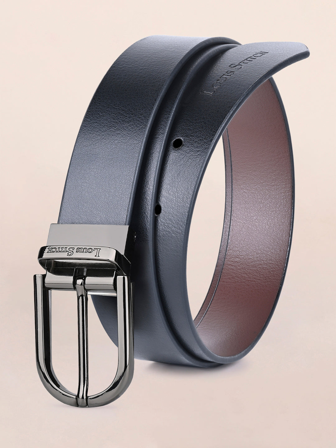 Men's Black & Brown Formal Italian Leather Reversible Belt For Men