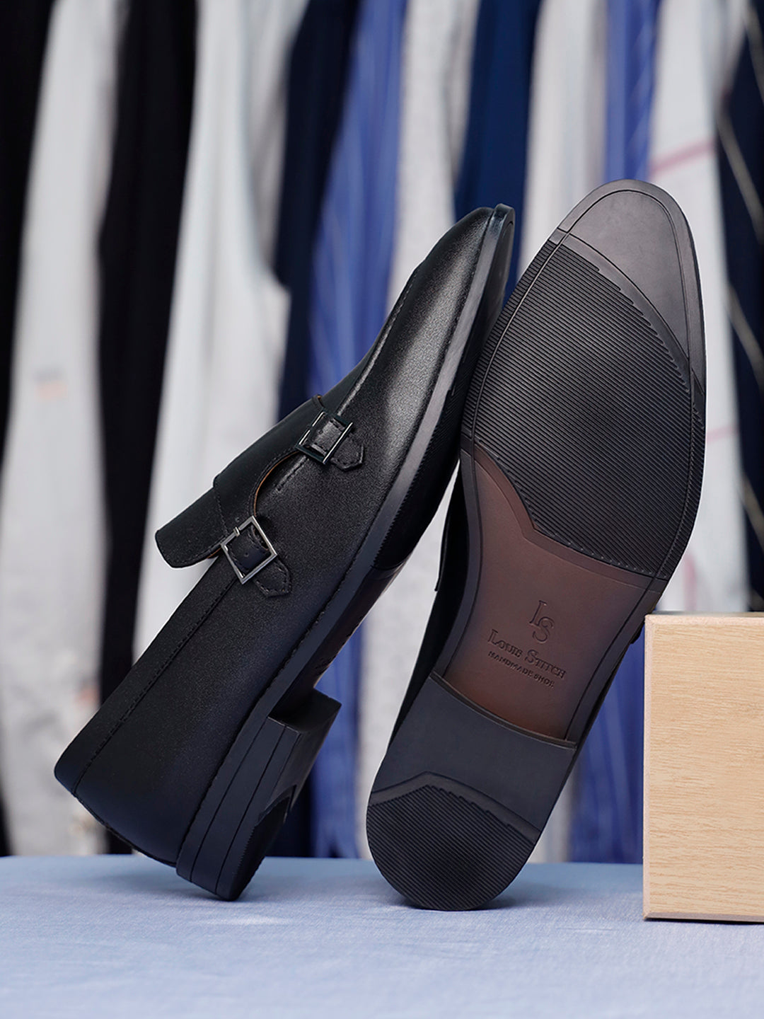 Obsidian Black Handcrafted Slipon Style Comfortable Monks