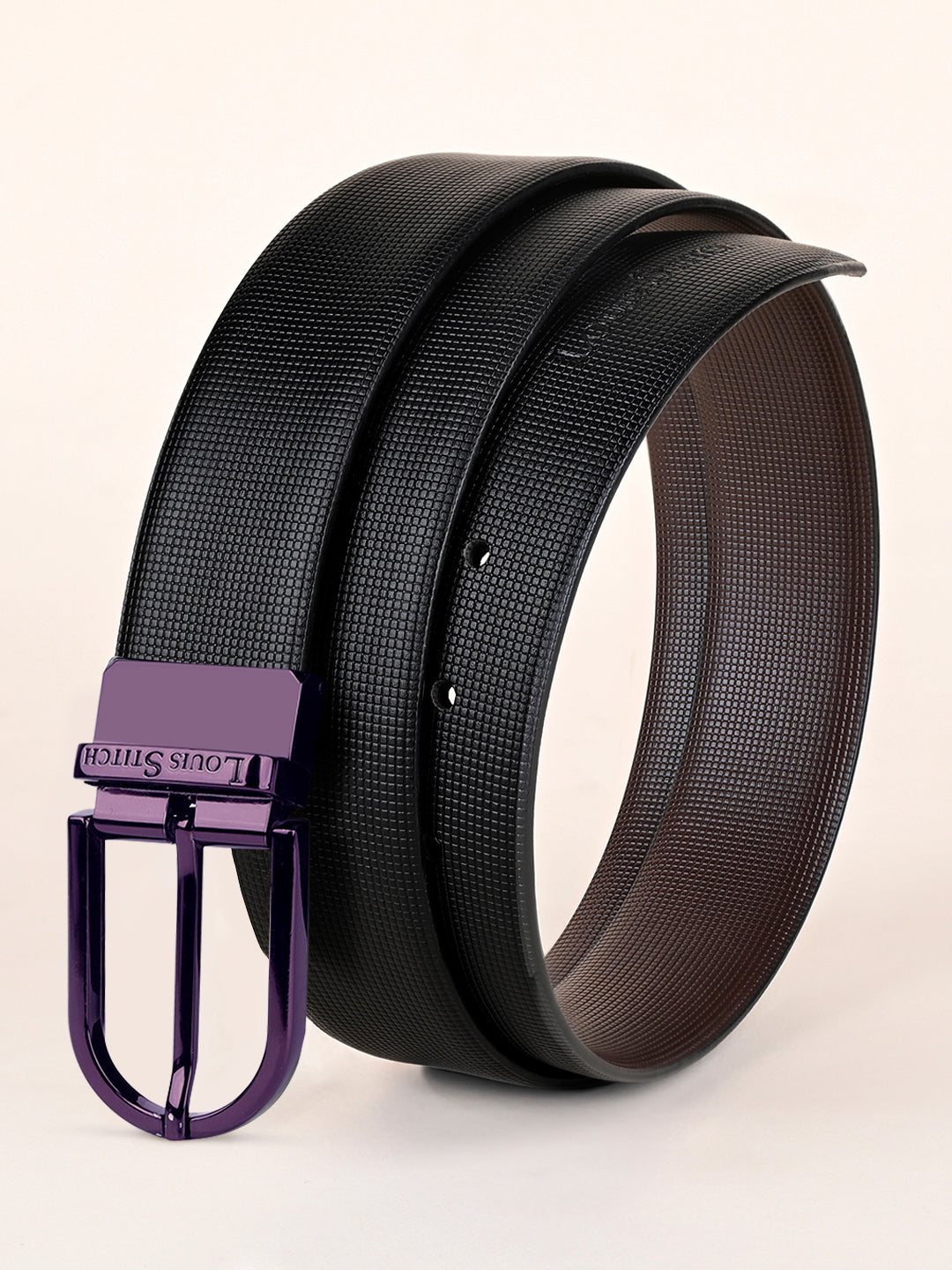 Men's Black & Brown Formal Italian Leather Reversible Belt For Men