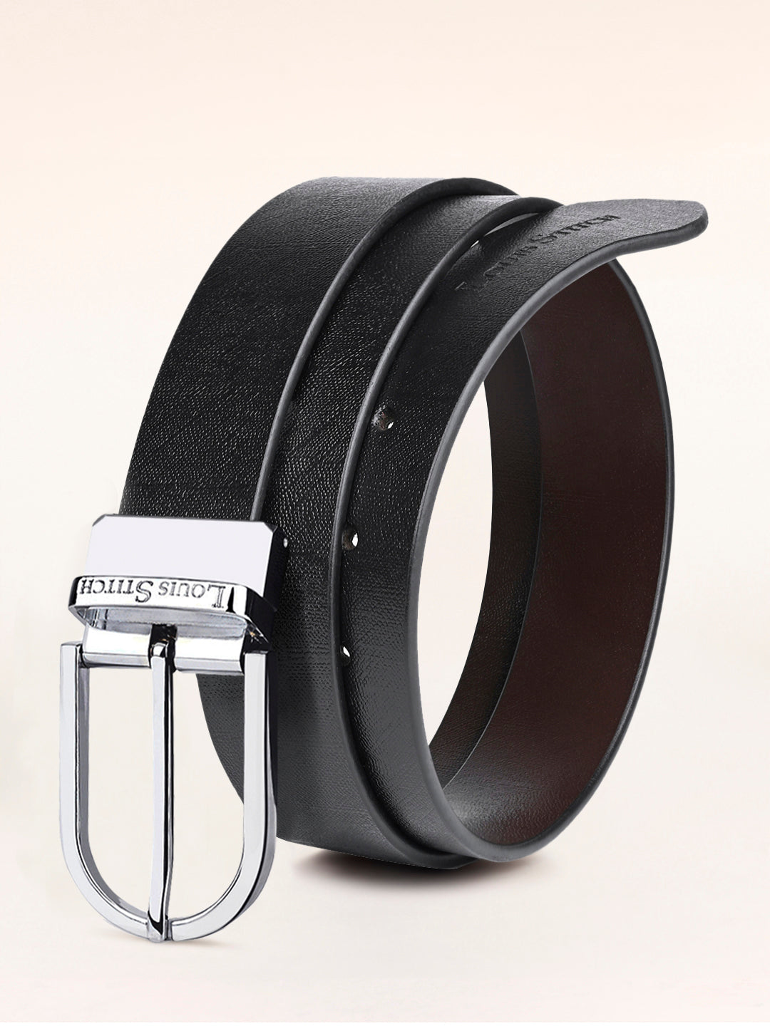Men's Black & Brown Formal Italian Leather Reversible Belt For Men