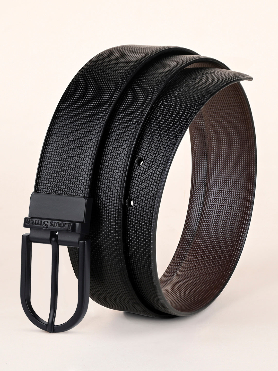 Men's Black & Brown Formal Italian Leather Reversible Belt For Men