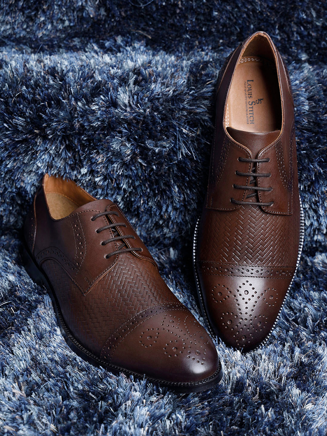Brunette Brown Handmade Premium Italian Leather Weaved Oxfords