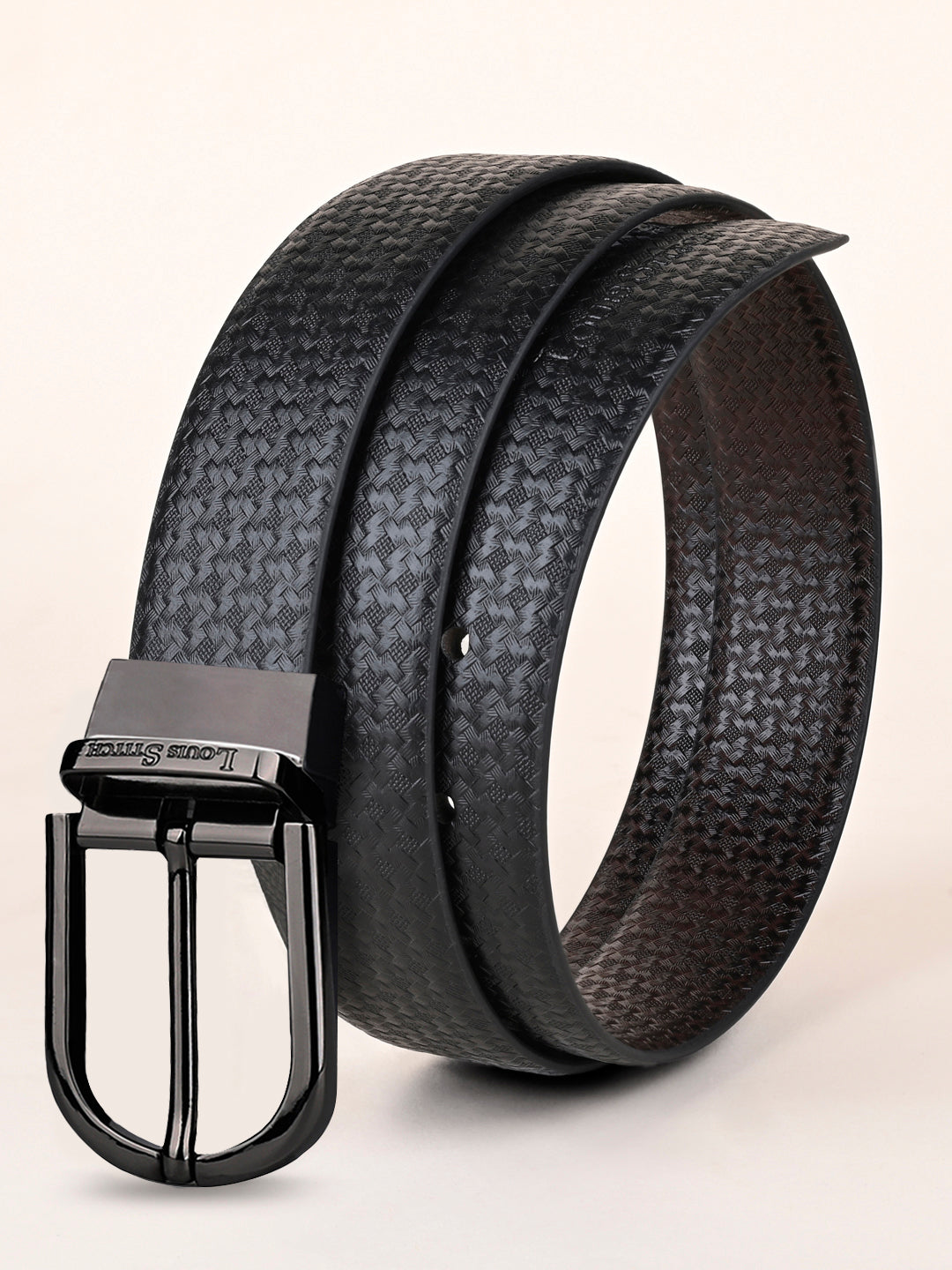 Men's Black & Brown Formal Italian Leather Reversible Belt For Men