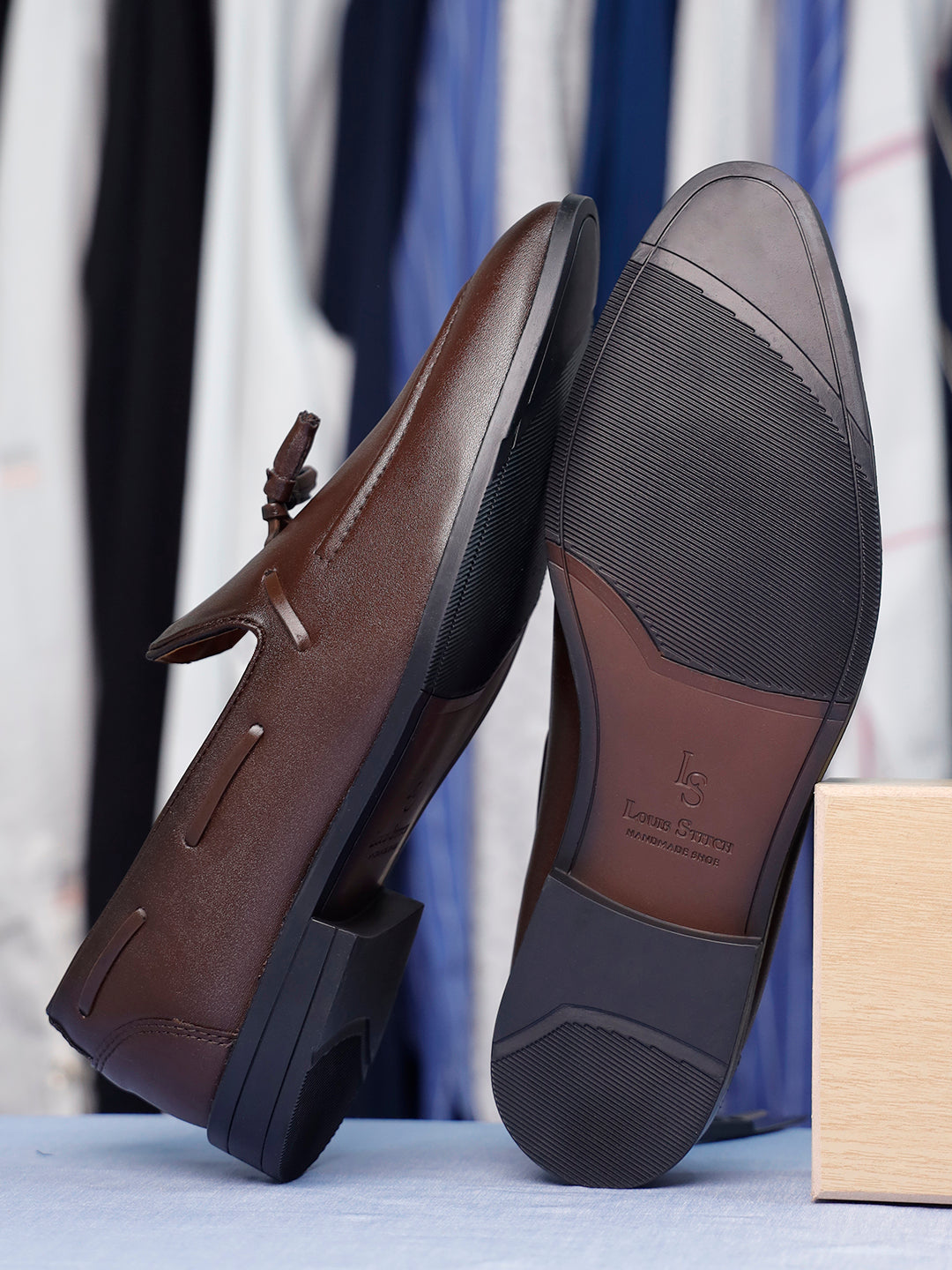 Brunette Brown Handcrafted Tassel Moccasins Slipons