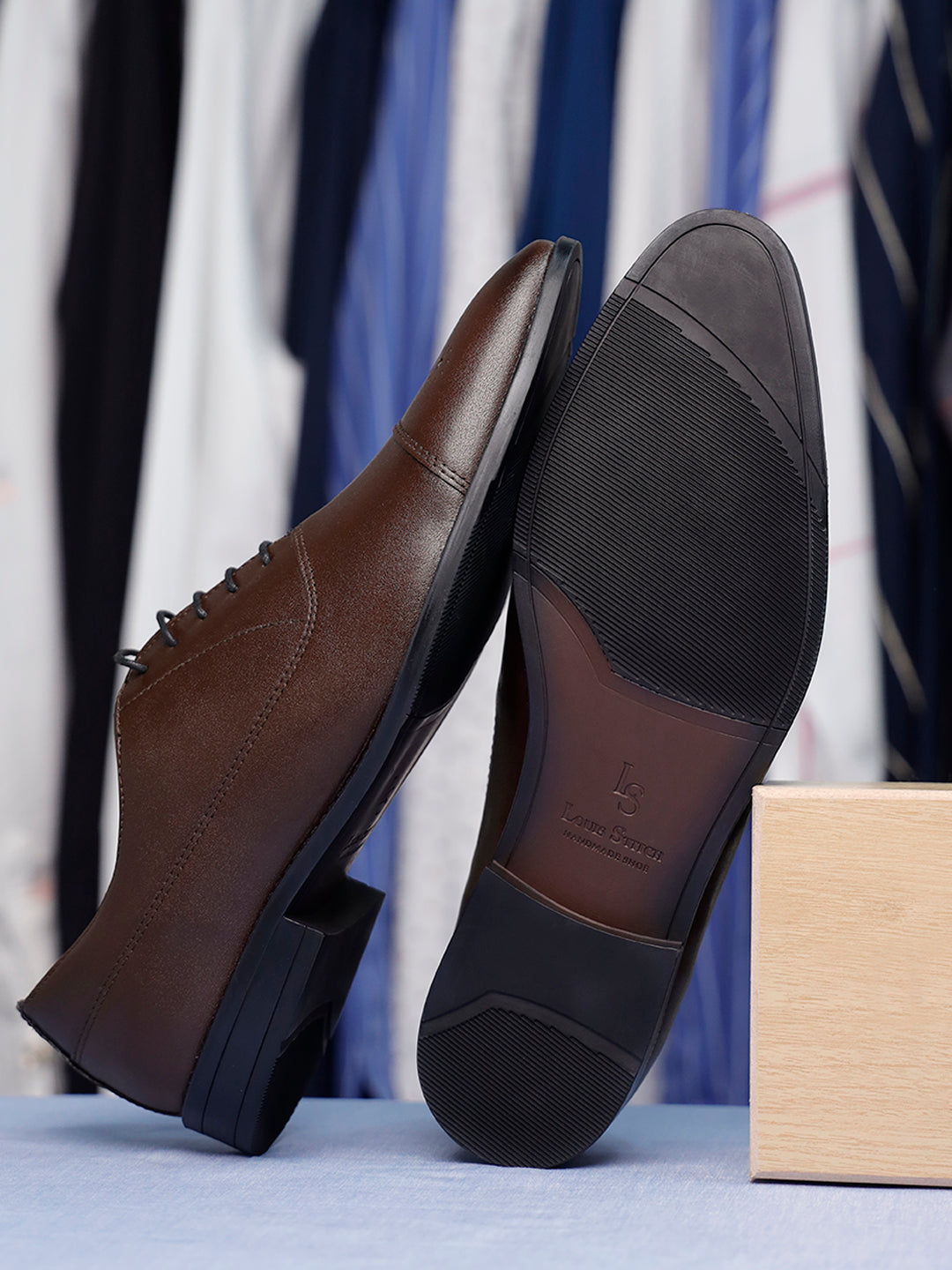 Brunette Brown Handcrafted Captoe Style Comfortable Laceups Shoes