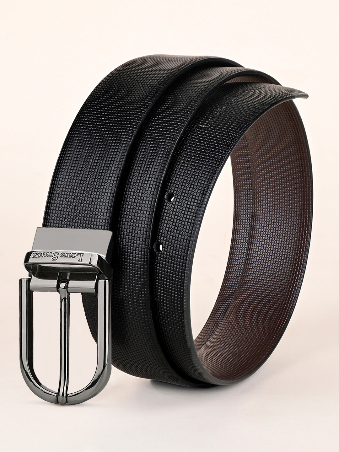 Men's Black & Brown Formal Italian Leather Reversible Belt For Men