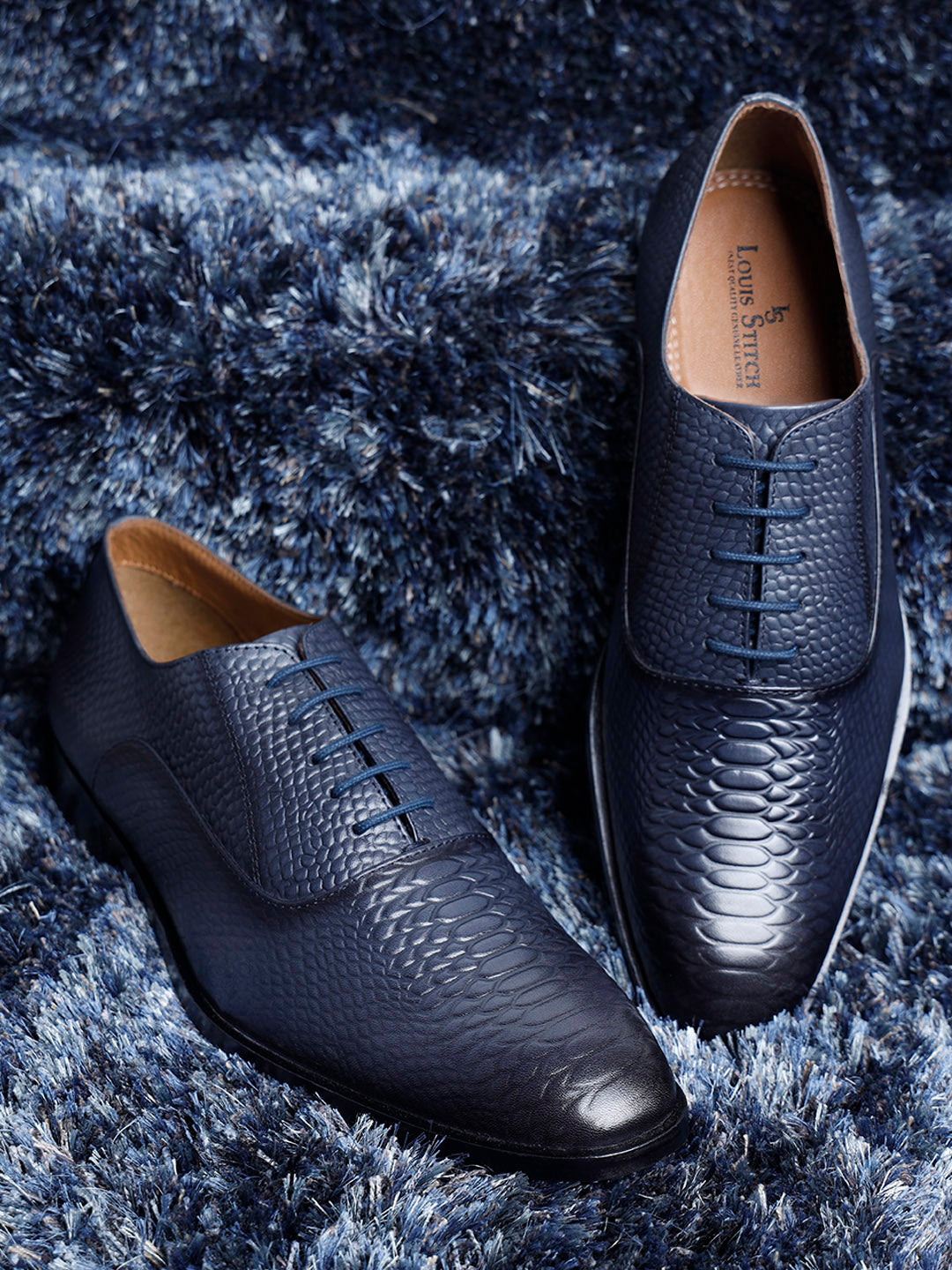 Federal Blue Handmade Premium Italian Leather Derby Shoes