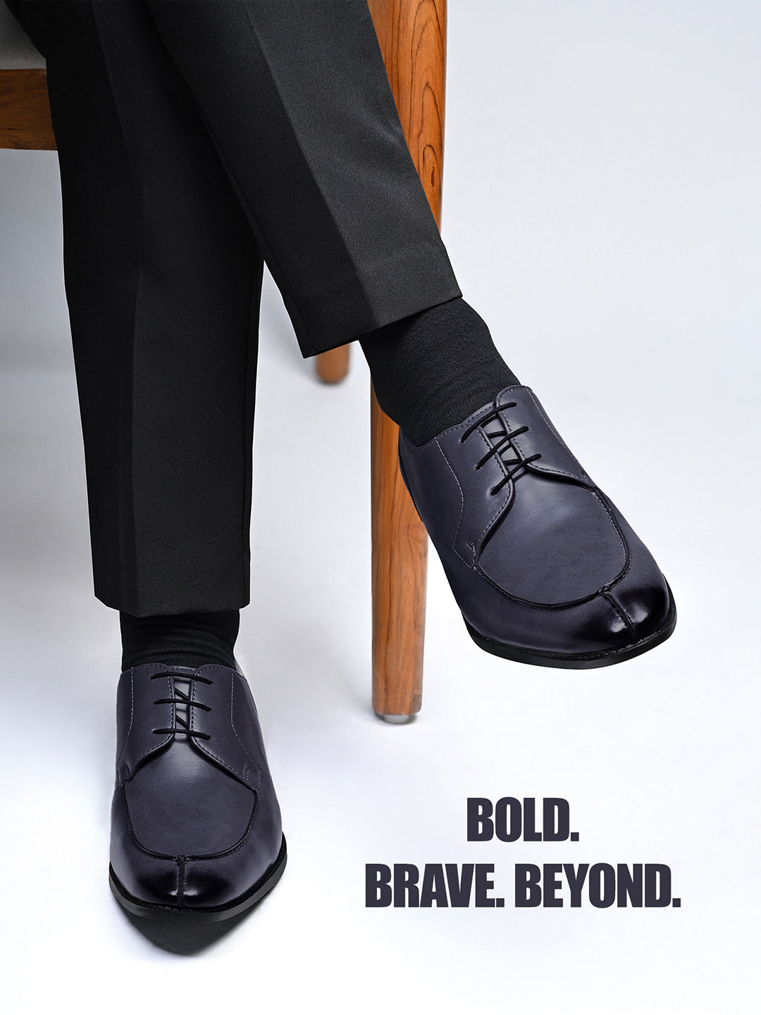 Federal Blue Handcrafted Derby Laceups Shoes