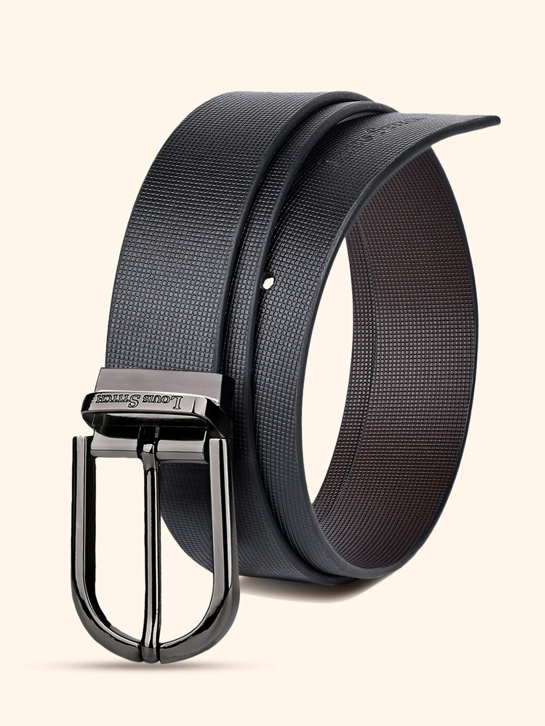Men's Black & Brown Formal Italian Leather Reversible Belt For Men