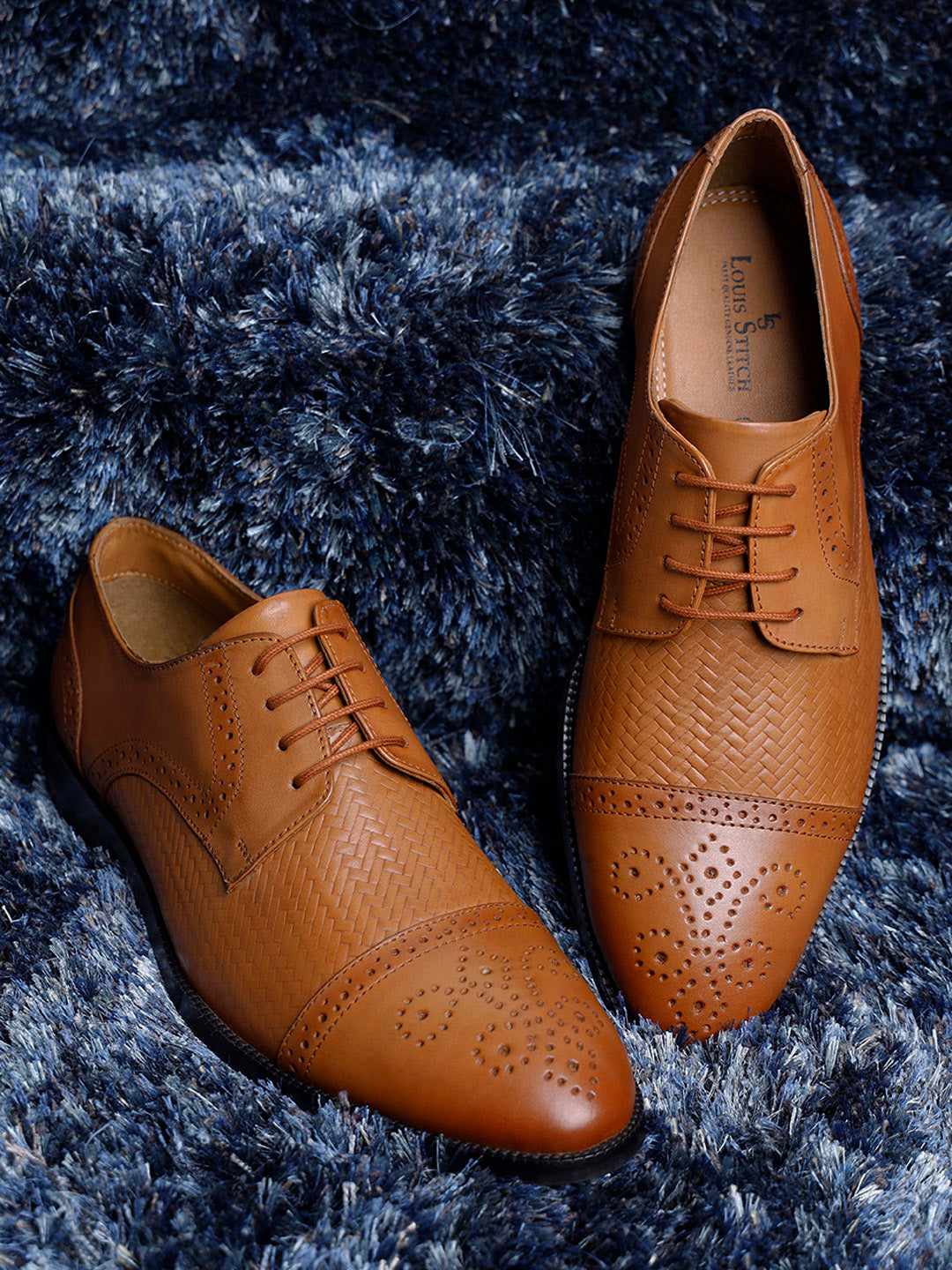 Russet Tan Handmade Premium Italian Leather Weaved Oxfords