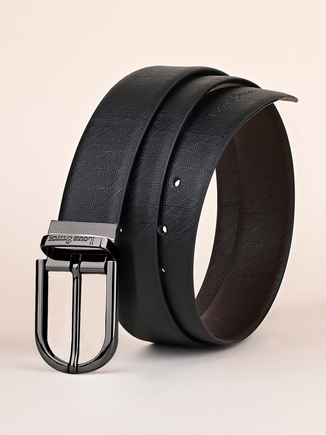 Men's Black & Brown Formal Italian Leather Reversible Belt For Men