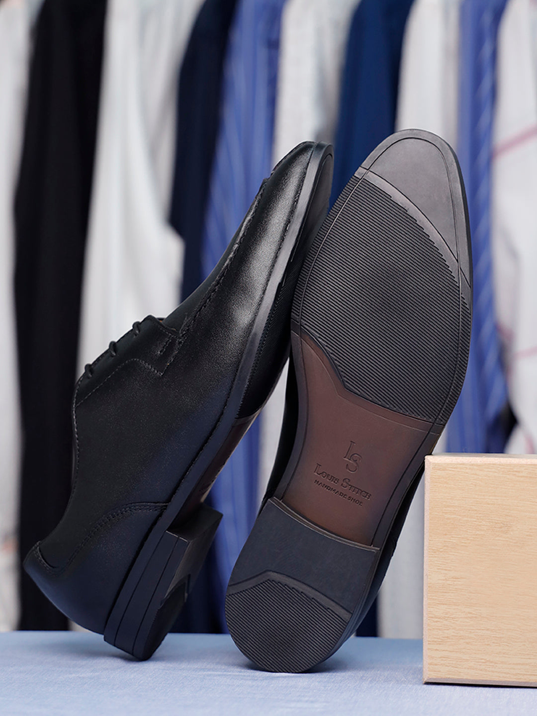 Jet Black Handcrafted Derby Laceups Shoes