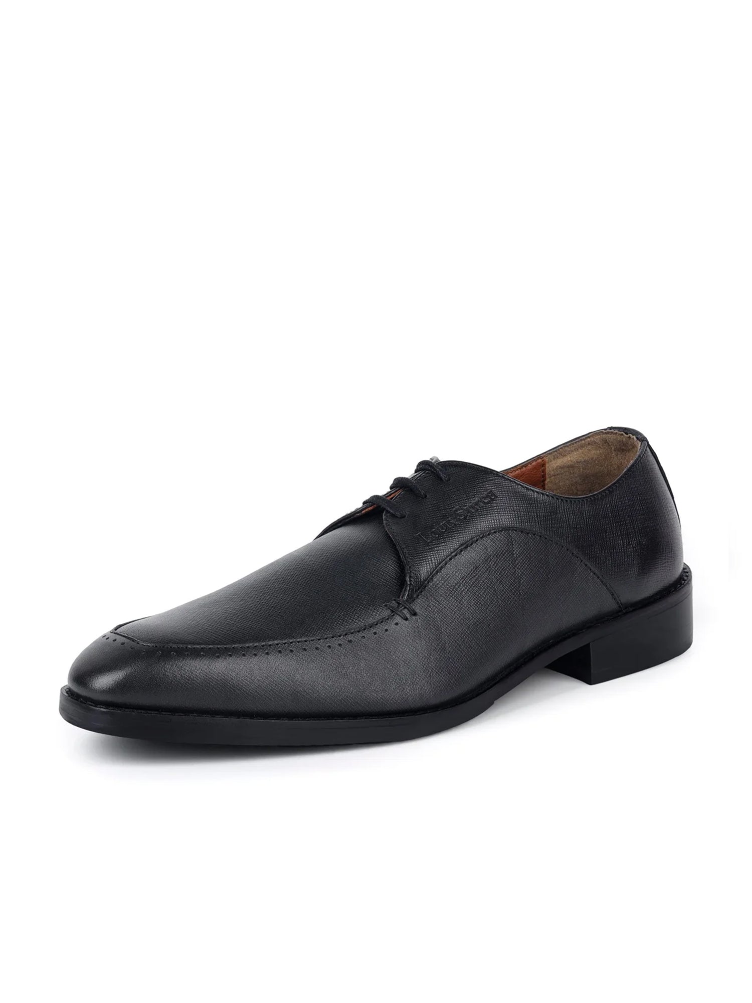 Jet Black Egyptian Crust Leather Derby Style Comfortable Laceup Shoes