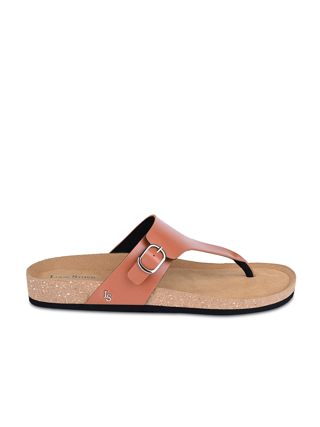Tan Open Toe Lightweight Thong Style Cork Sandal