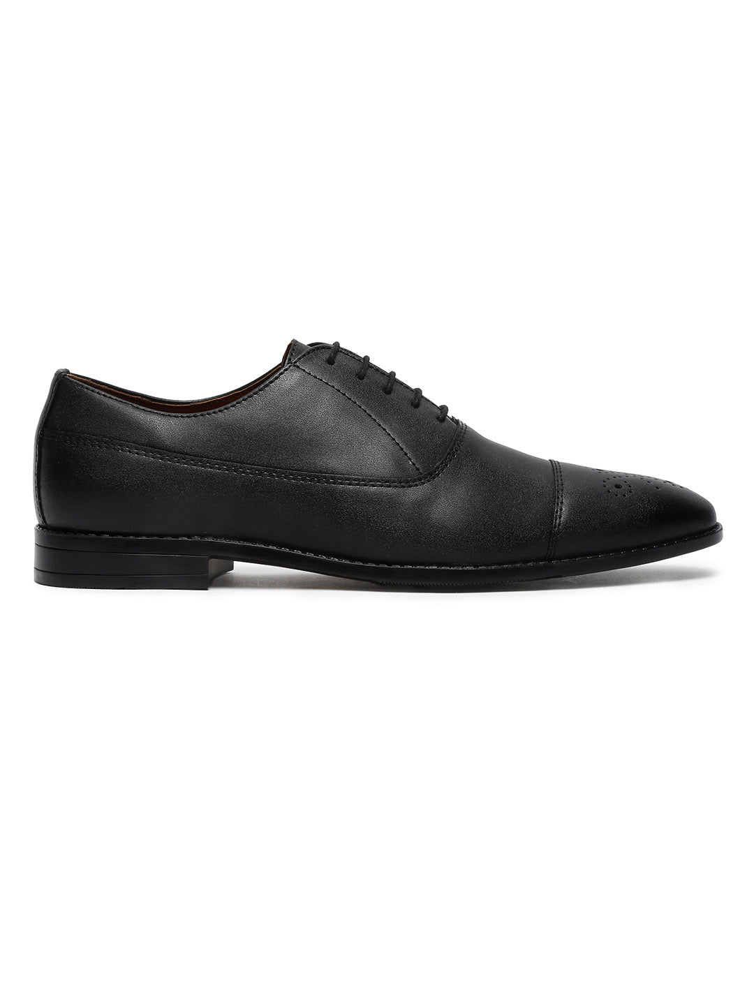 Obsidian Black Captoe Style Comfortable Laceups Shoes