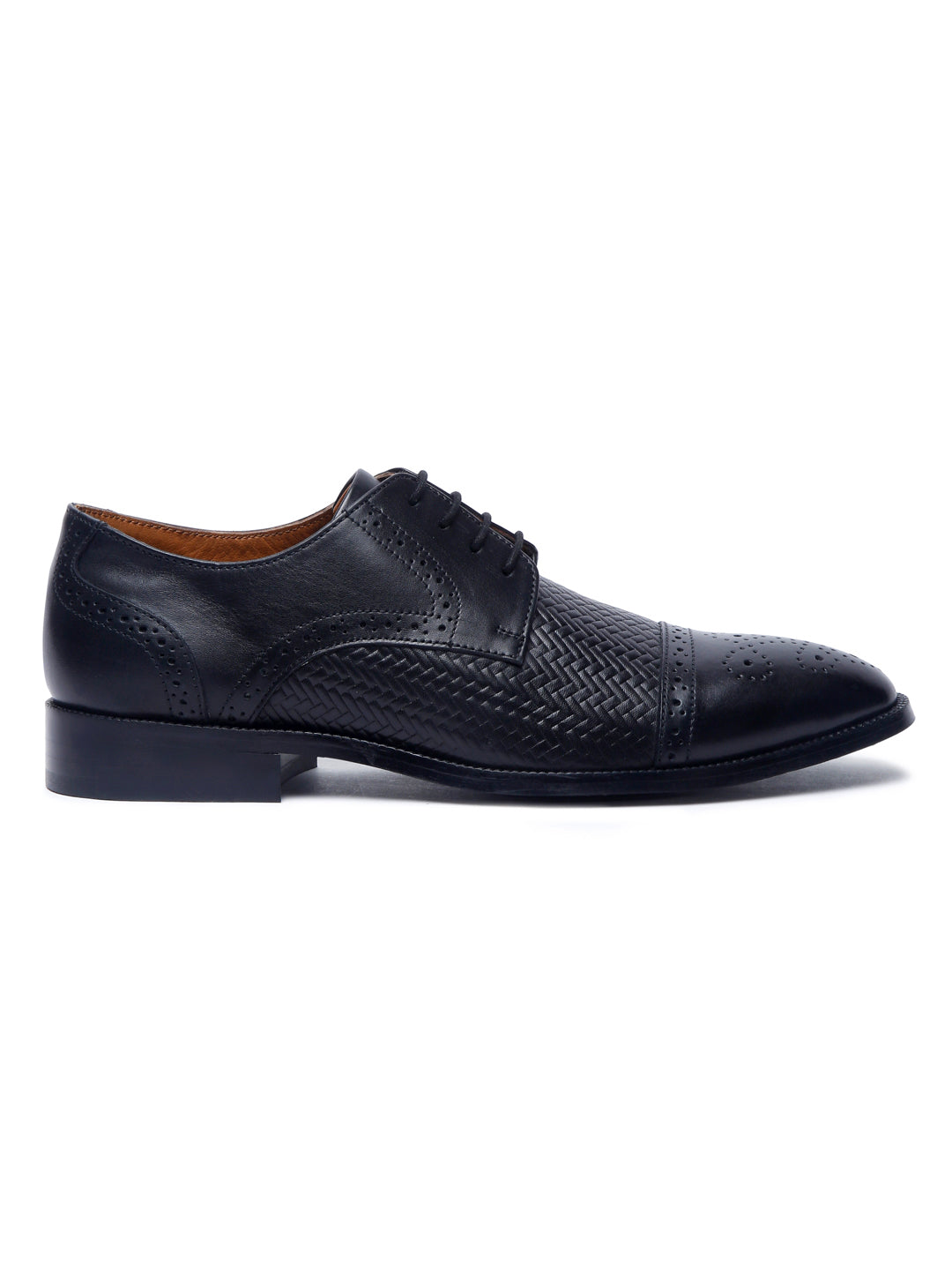 Jet Black Handmade Premium Italian Leather Weaved Oxfords