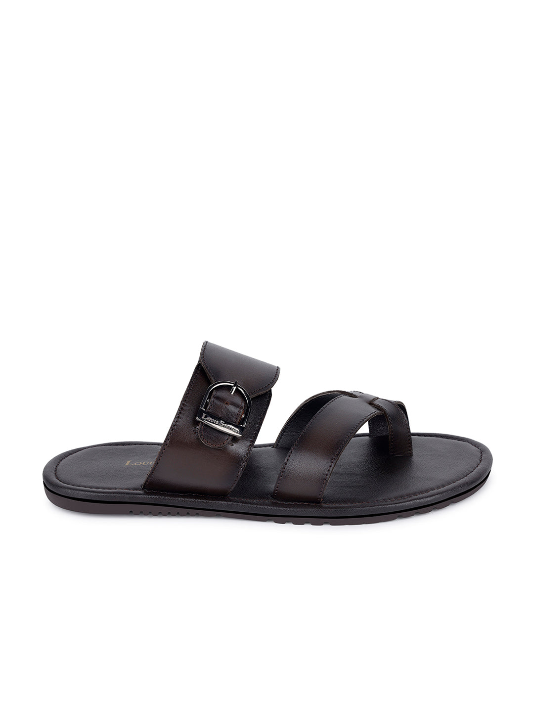 Brunette Brown Lightweight Open Toe Leather Sandal with Adjustable Buckle