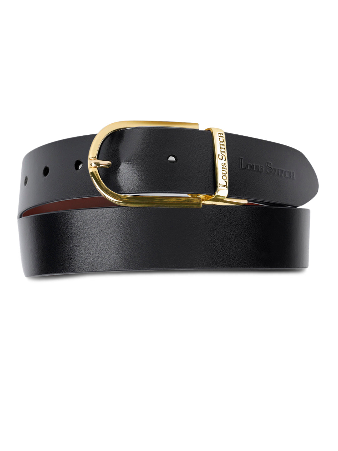 Men's Black & Brown Formal Italian Leather Reversible Belt For Men