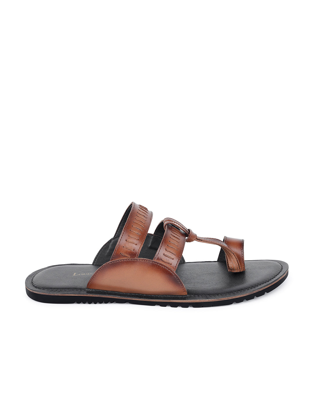 Tan Kolhapuri Style Lightweight Toe Ring Leather Sandal