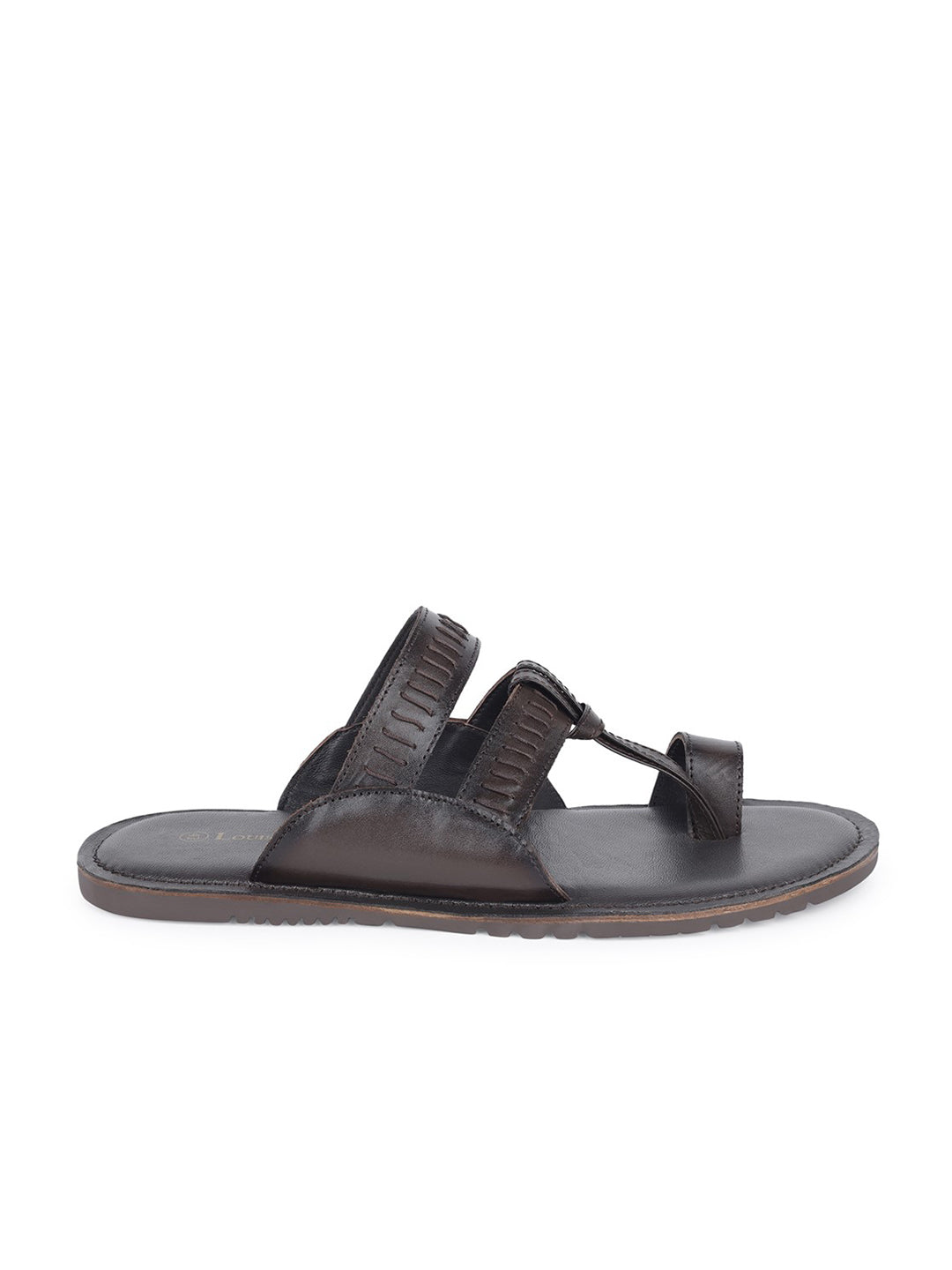 Brunette Brown Kolhapuri Style Lightweight Toe Ring Leather Sandal