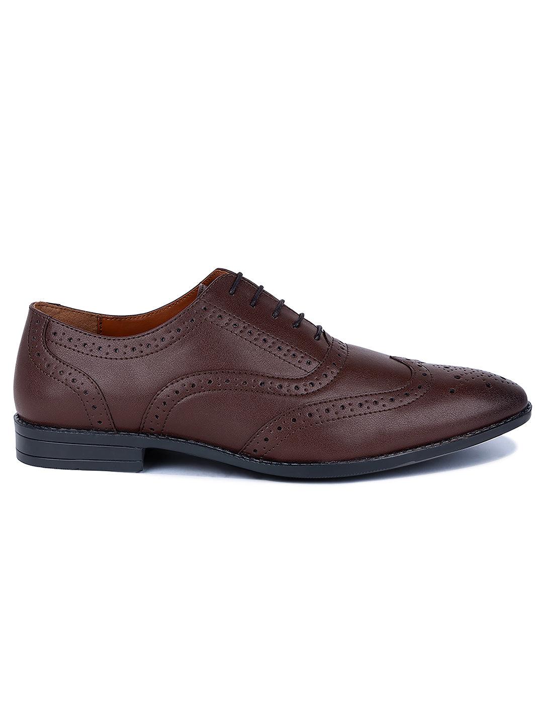 Brunette Brown Wingtip Brogue Style Comfortable Formal Lace Up Shoes