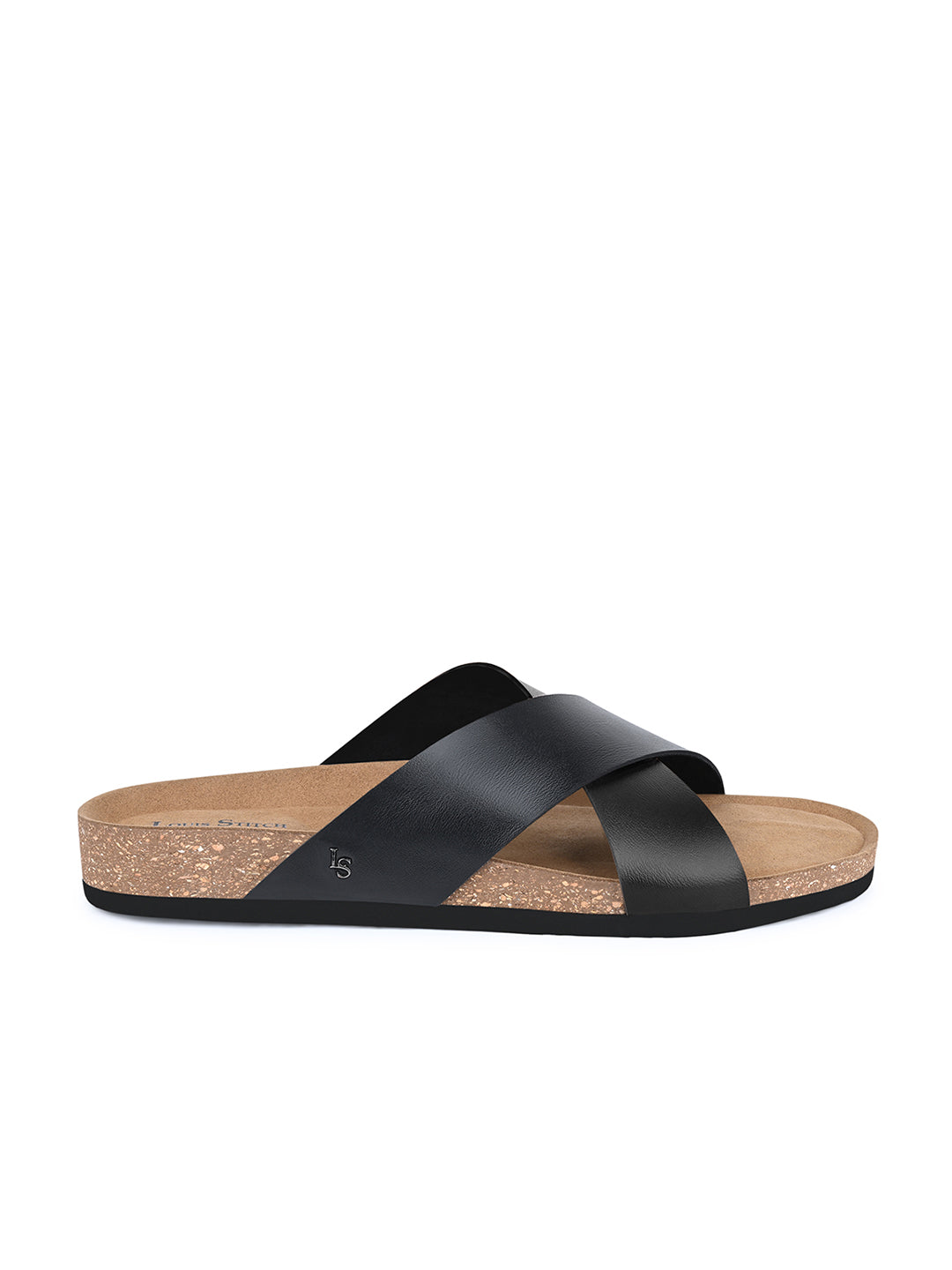 Jet Black Lightweight Cross Strap Casual Slip-on Cork Sandal