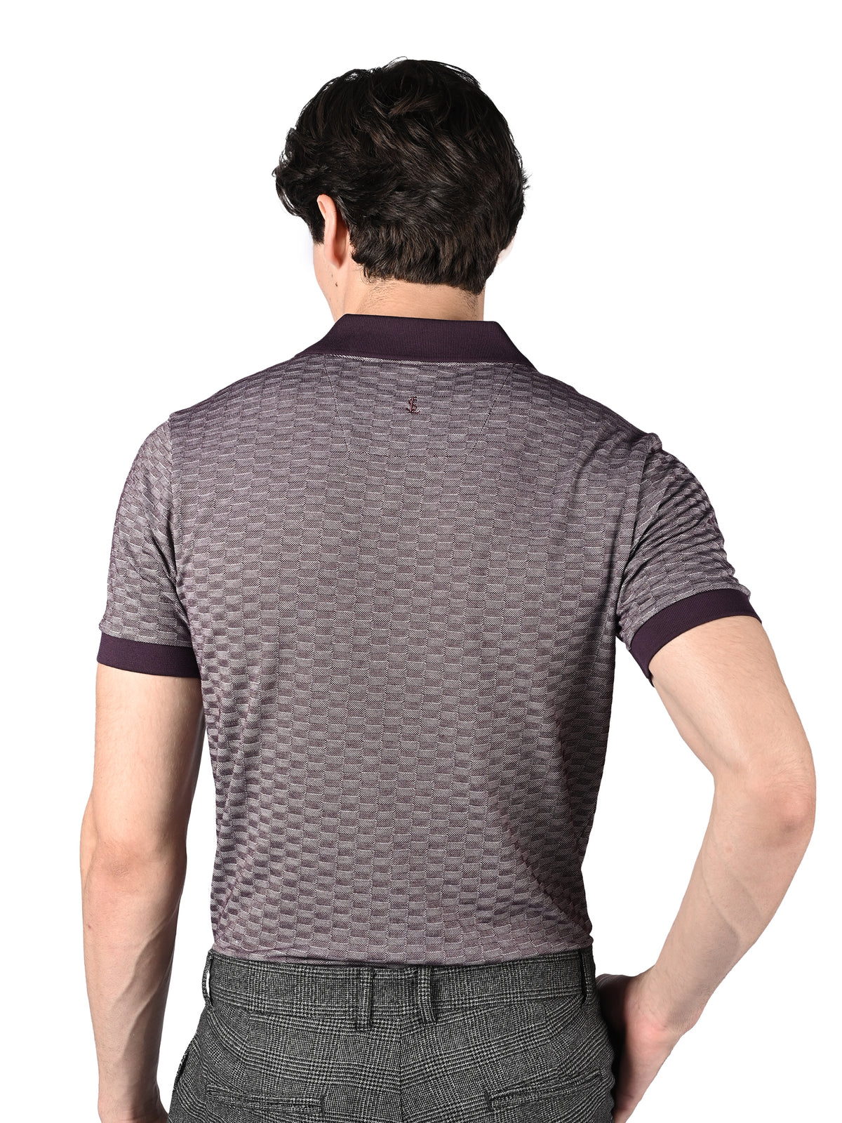 Signature Regular Fit Purple Zippered Polo T-shirt