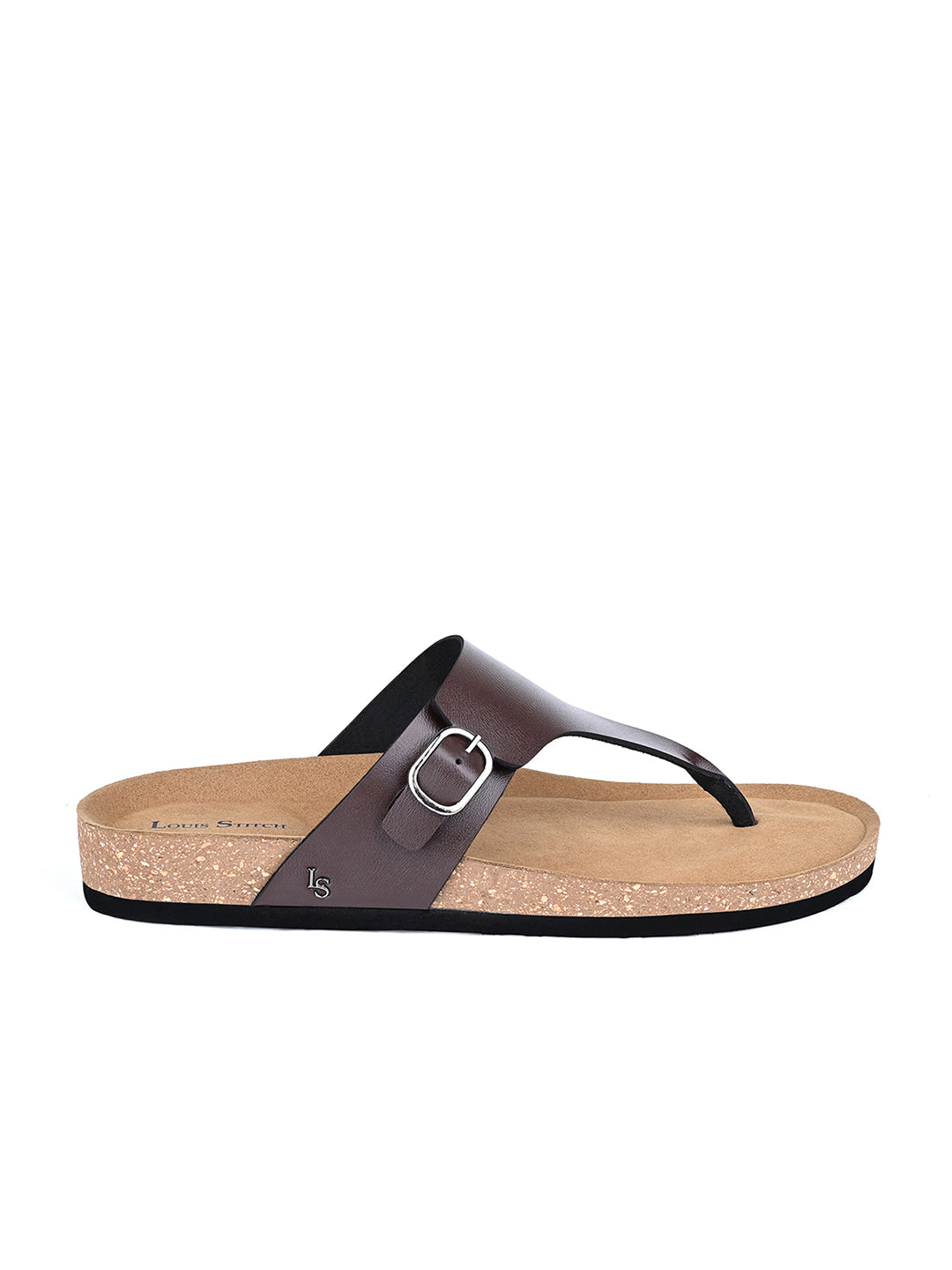 Brunette Brown Open Toe Lightweight Thong Style Cork Sandal