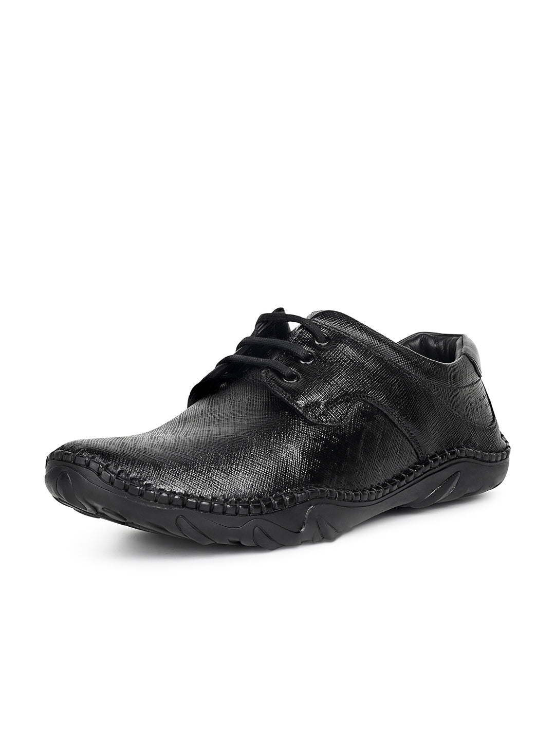 Obsidian Black Safiano Leather Ultra Lightweight Derby Shoes