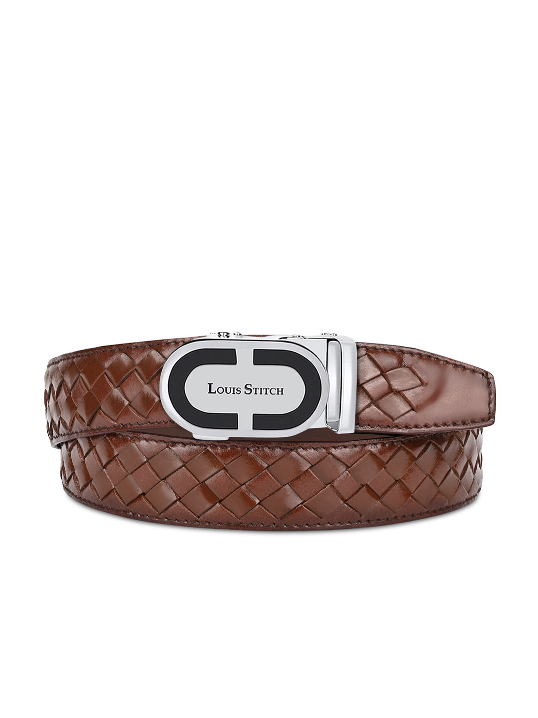 Premium VT Leather Men's Chrome Buckle Auto Lock Belt