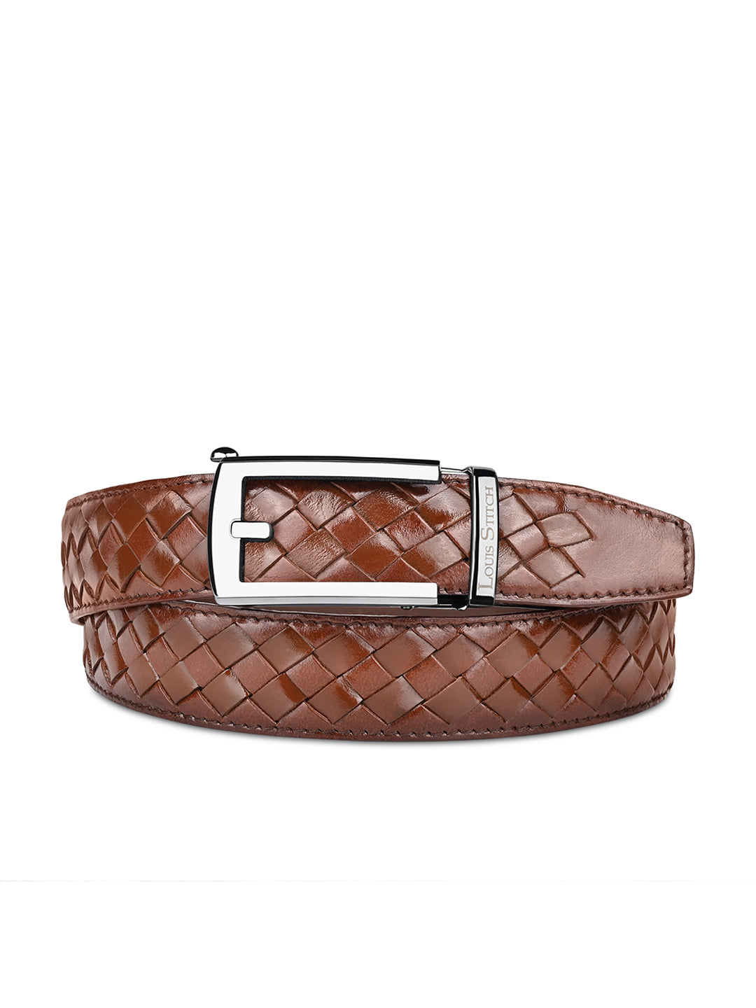 Premium VT Leather Men's Chrome Buckle Auto Lock Belt