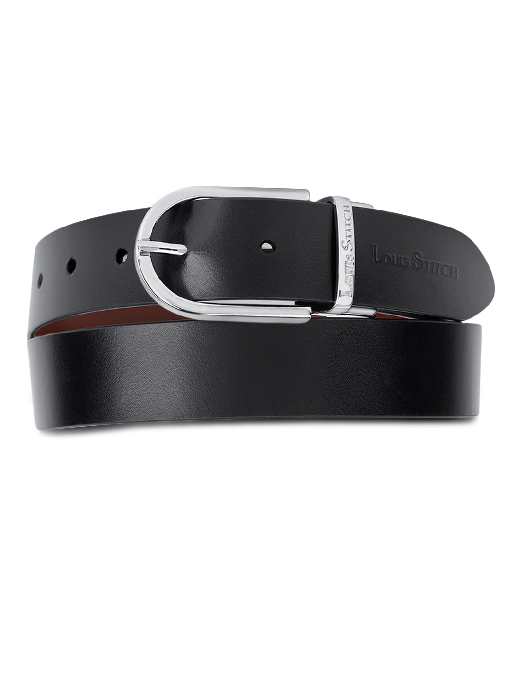 Men's Black & Brown Formal Italian Leather Reversible Belt For Men