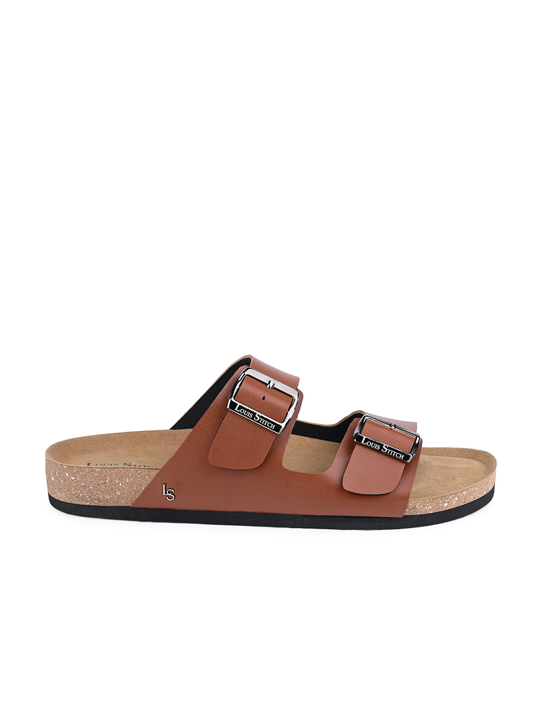 Tan Lightweight Open Toe Double Strap Slip-on Cork Sandal