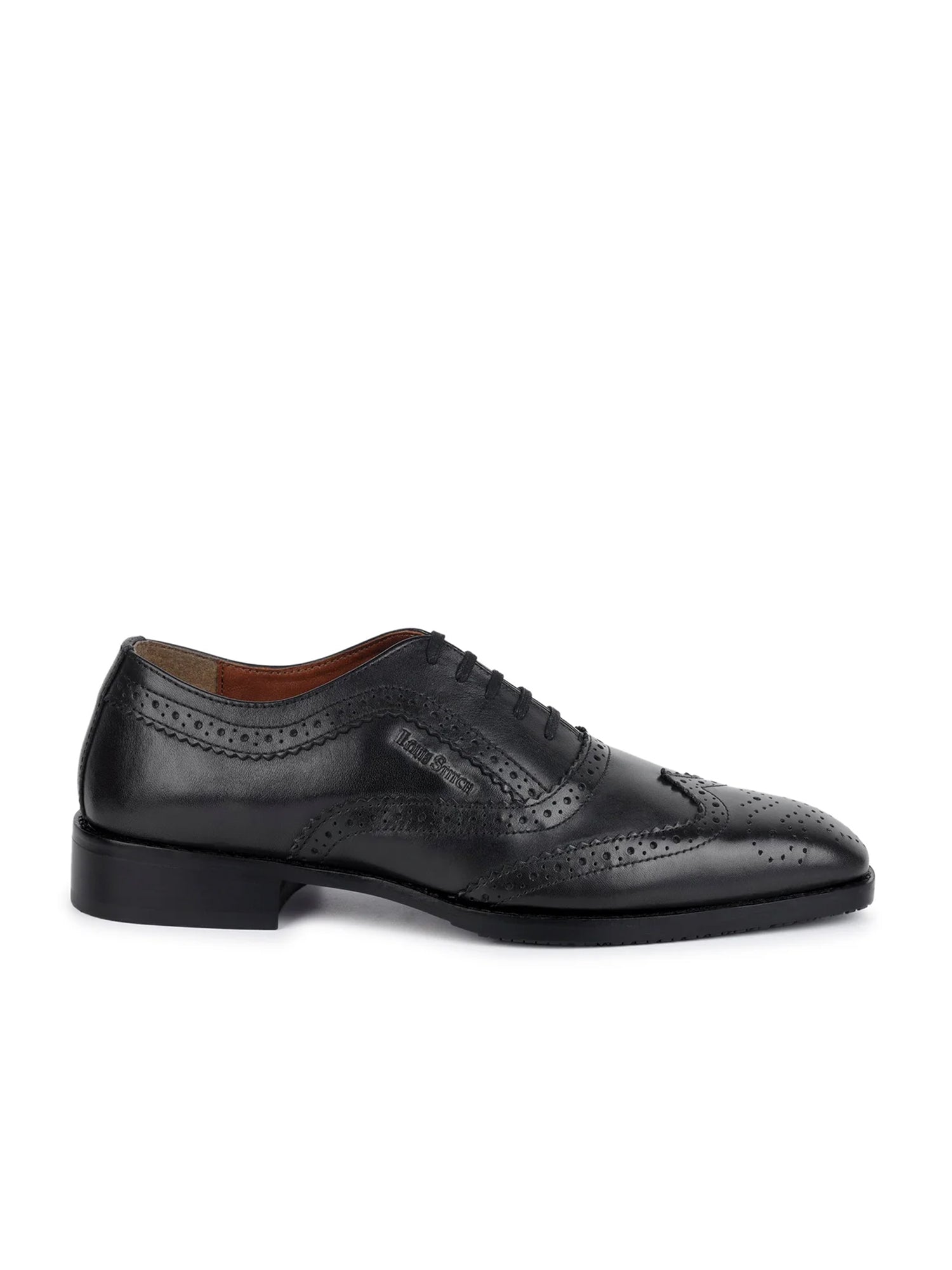 Jet Black Egyptian Crust Leather Brogue Style Comfortable Laceup Shoes