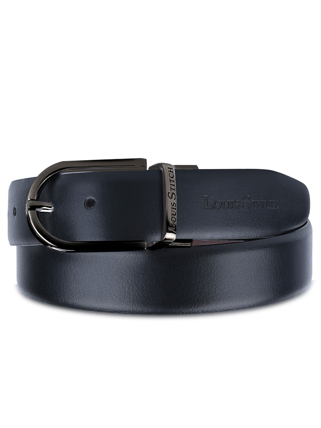 Men's Black & Brown Formal Italian Leather Reversible Belt For Men